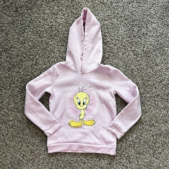 Looney Tunes Pink Tweety Bird "Wittle But Fierce" Hoodie Girls Sz 6X - Picture 1 of 8